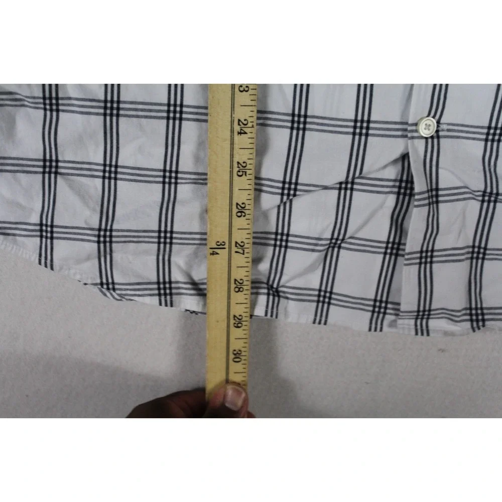 Banana Republic Button Down Mens L White Excellent Slim Fit Plaid Shirt